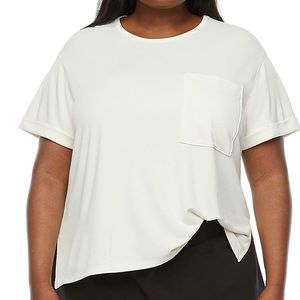 Stylus pocket plus size crew neck T-shirt